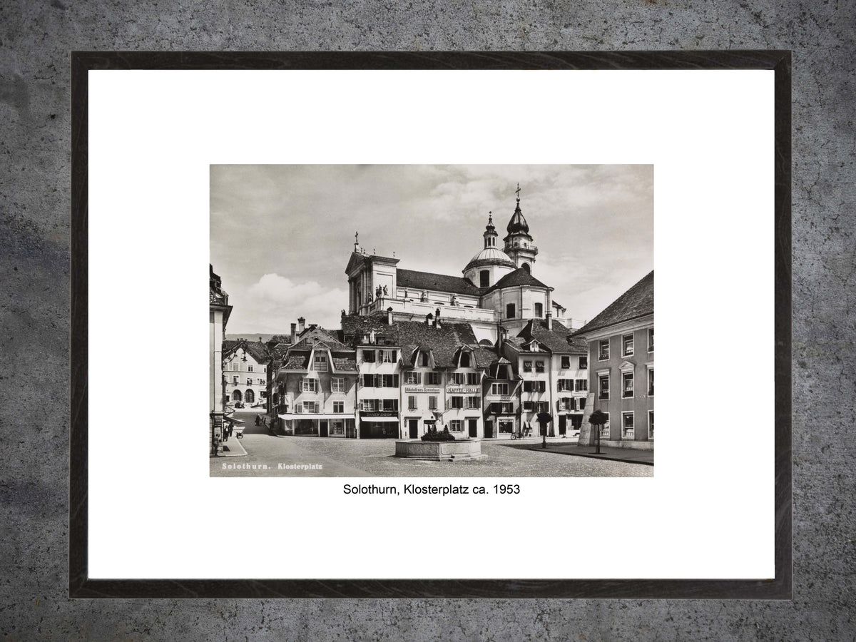Solothurn Klosterplatz ca. 1953 – Historische Altstadt – Gerahmter Print