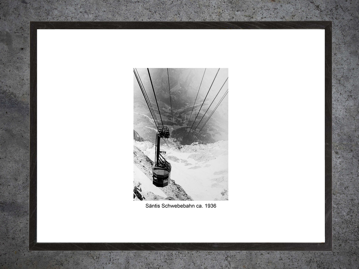 Säntis Schwebebahn ca. 1936 – Historische Luftseilbahn – Gerahmter Print