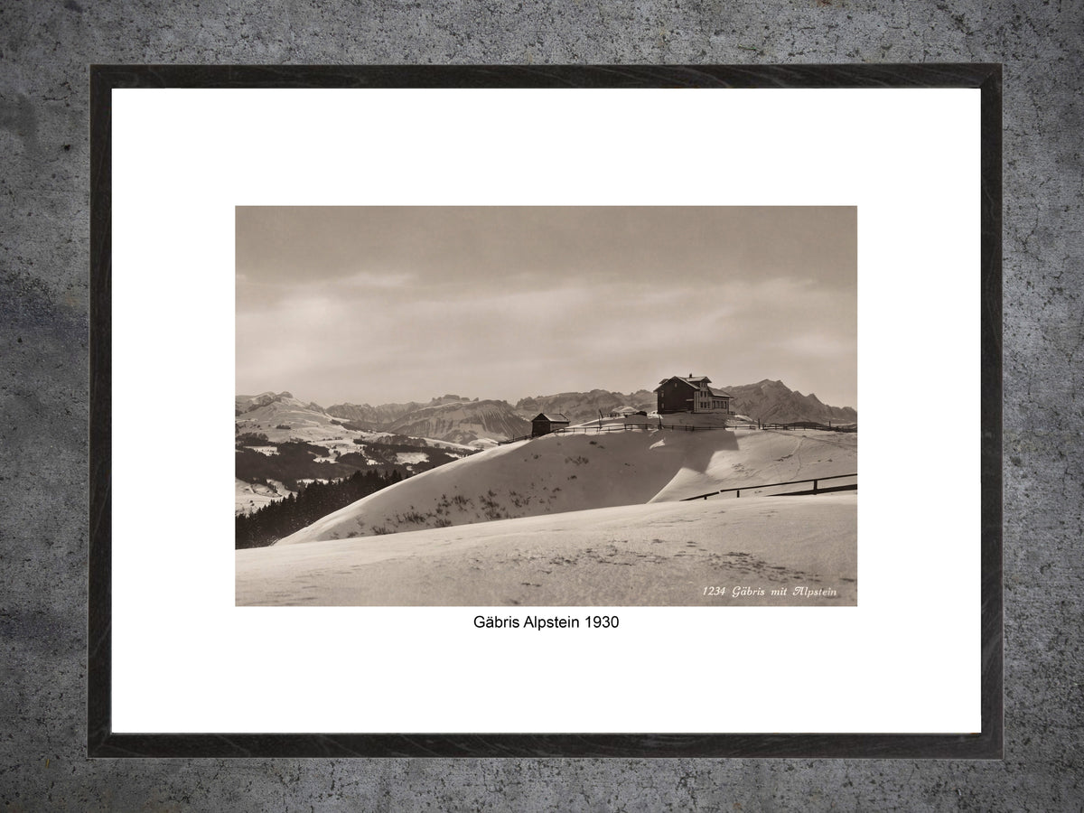 Gäbris mit Alpstein 1930 – Historische Winteraufnahme – Gerahmter Print