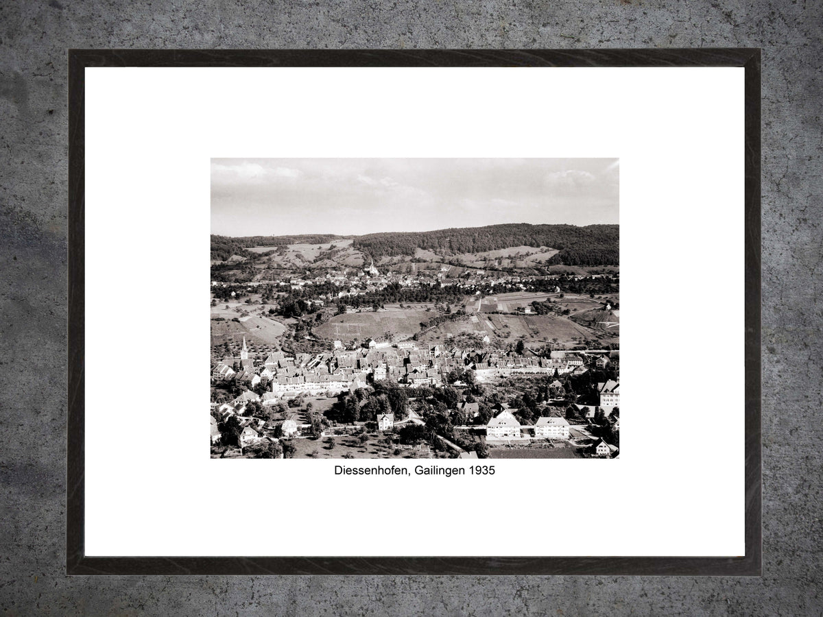 Diessenhofen & Gailingen 1935 – Historische Luftaufnahme – Gerahmter Print