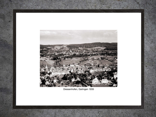 Diessenhofen & Gailingen 1935 – Historische Luftaufnahme – Gerahmter Print