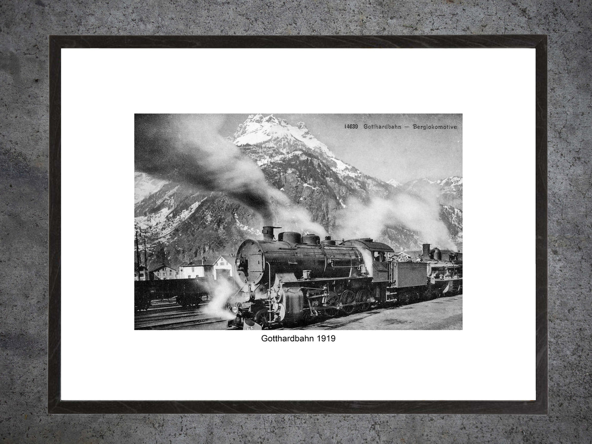 Gotthardbahn, 1919 – Gerahmter historischer Print