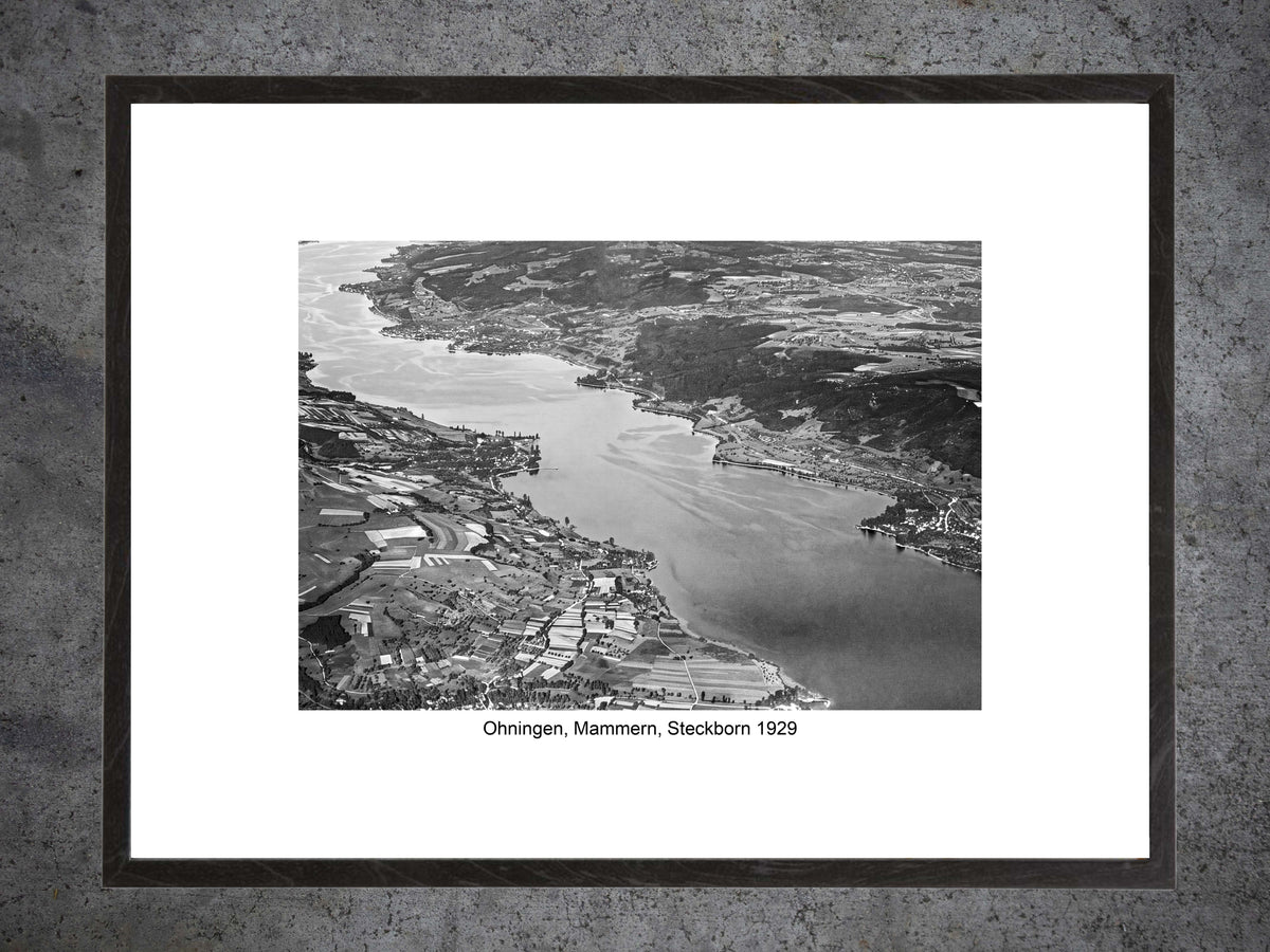 Untersee aus der Luft – Öhningen, Mammern & Steckborn 1929 – Gerahmter historischer Print