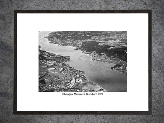 Untersee aus der Luft – Öhningen, Mammern & Steckborn 1929 – Gerahmter historischer Print