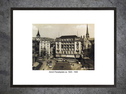Zürich Paradeplatz, ca. 1920–1930 – Gerahmter historischer Print