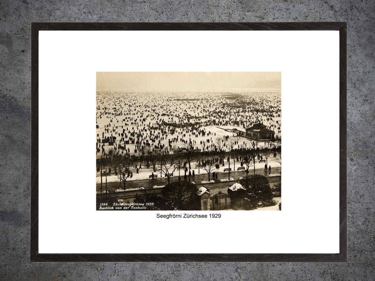 Zürich Seegfrörni, 1929 – Gerahmter historischer Print