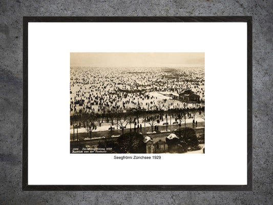 Zürich Seegfrörni, 1929 – Gerahmter historischer Print