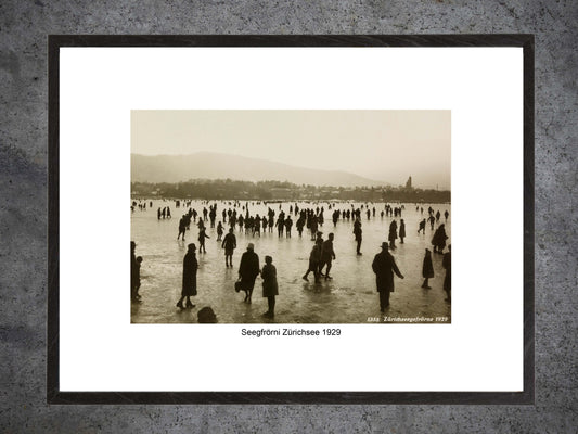 Zürich Seegfrörni, 1929 – Gerahmter historischer Print