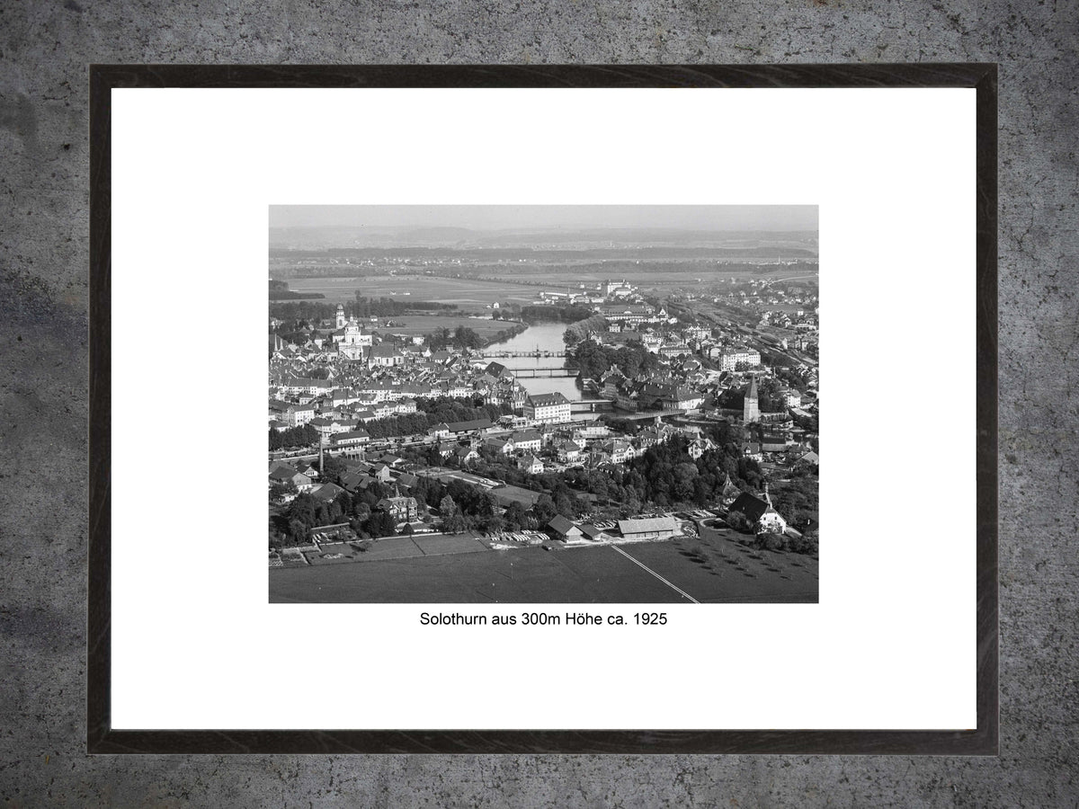 Solothurn aus 300 m Höhe, ca. 1925 – Gerahmter historischer Print