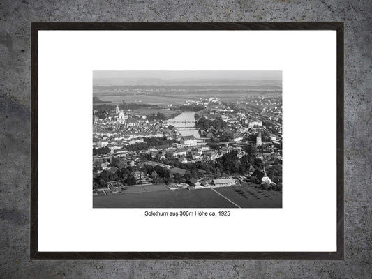 Solothurn aus 300 m Höhe, ca. 1925 – Gerahmter historischer Print