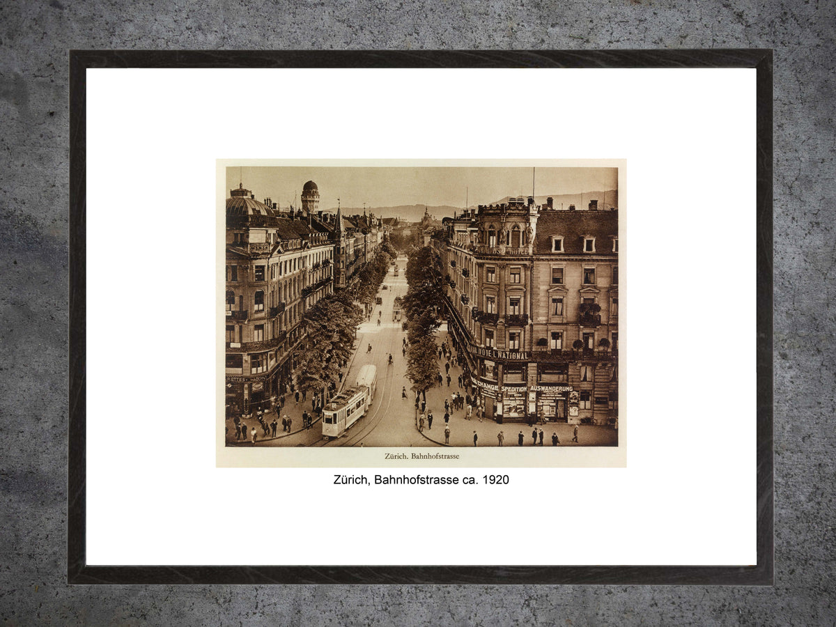 Zürich Bahnhofstrasse, ca. 1920 – Gerahmter historischer Print