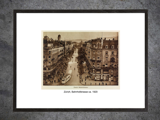 Zürich Bahnhofstrasse, ca. 1920 – Gerahmter historischer Print
