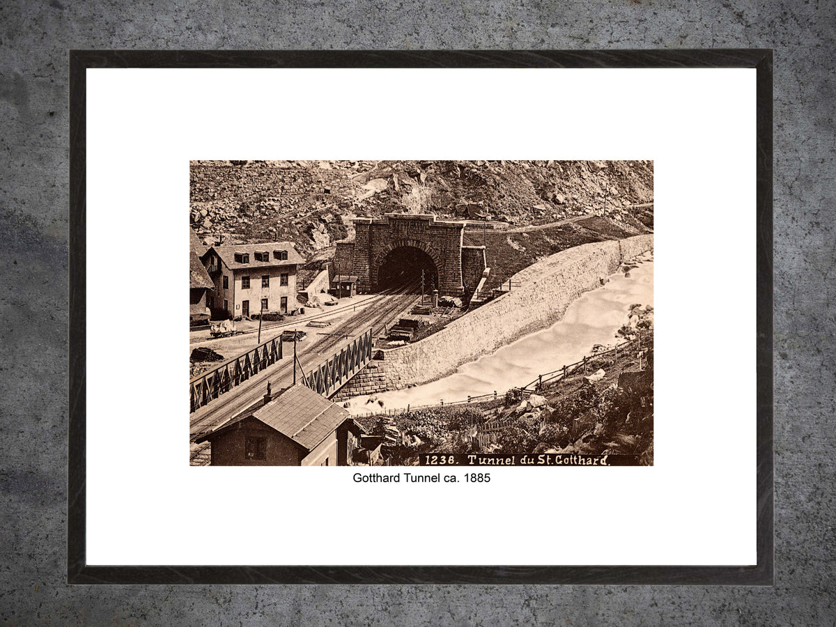 Gotthardtunnel, ca. 1885 – Gerahmter historischer Print