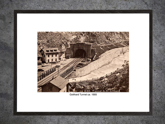 Gotthardtunnel, ca. 1885 – Gerahmter historischer Print