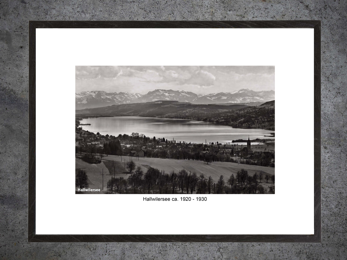 Hallwilersee ca. 1920–1930 – Historische Panoramaaufnahme – Gerahmter Print