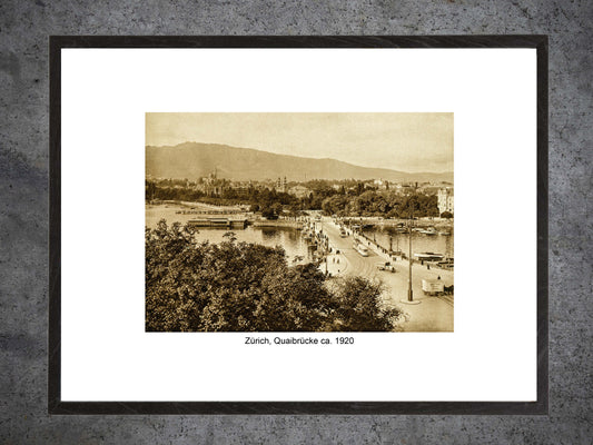 Zürich Quaibrücke, ca. 1920 – Gerahmter historischer Print