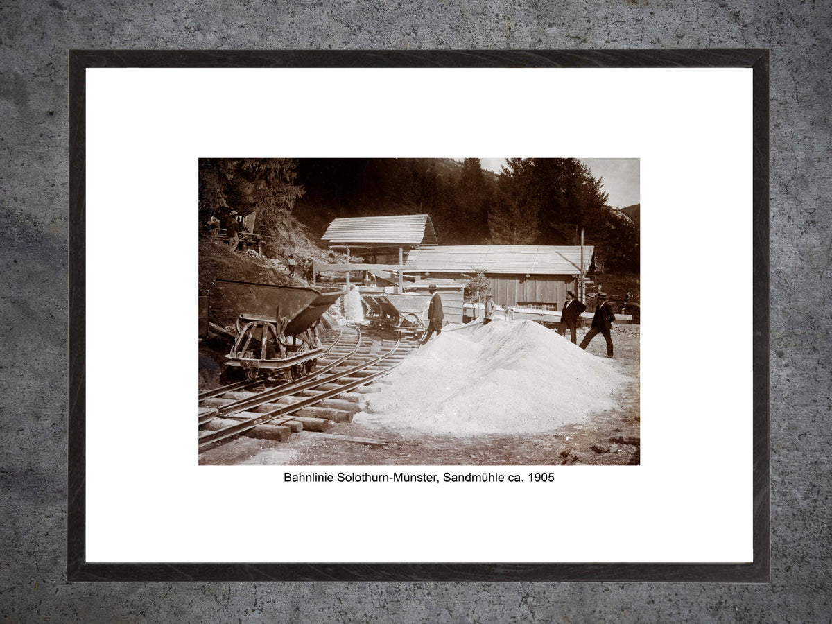 Bahnlinie Solothurn–Münster – Sandmühle ca. 1905 – Gerahmter historischer Print