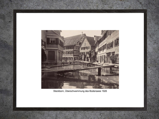 Steckborn Überschwemmung 1926 – Historische Aufnahme vom Bodensee-Hochwasser – Gerahmter Print