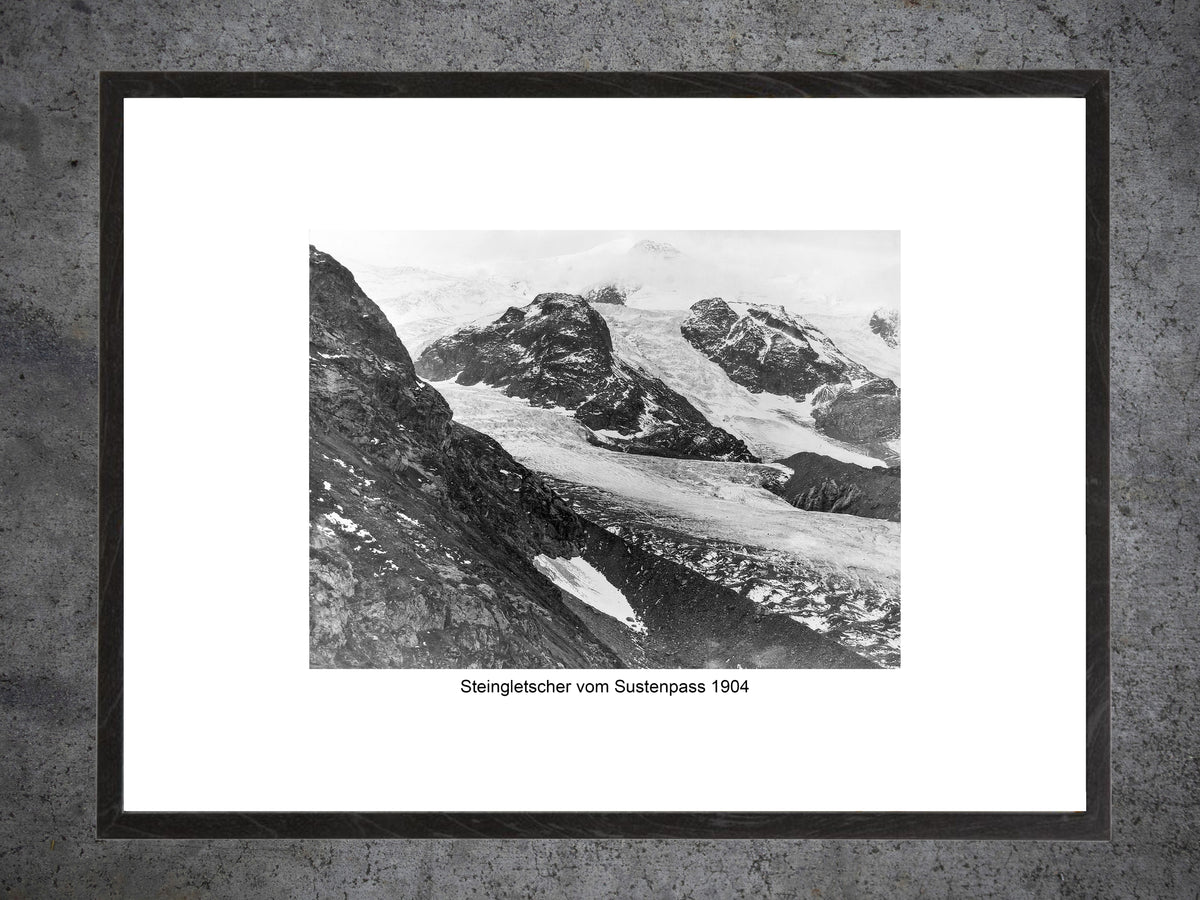 Steingletscher am Sustenpass 1904 – Historische Gletscheraufnahme – Gerahmter Print