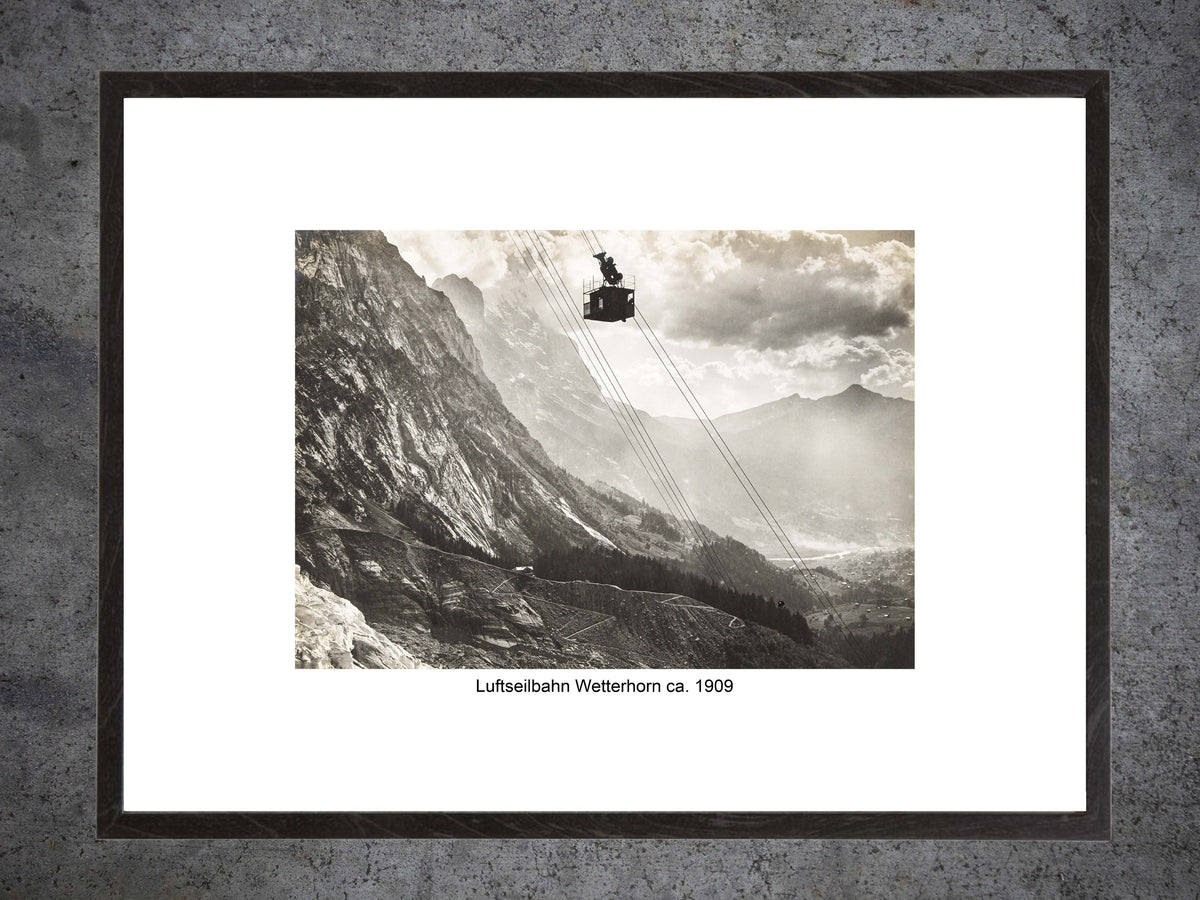 Wetterhornbahn ca. 1909 – Historische Luftseilbahn bei Grindelwald – Gerahmter Print