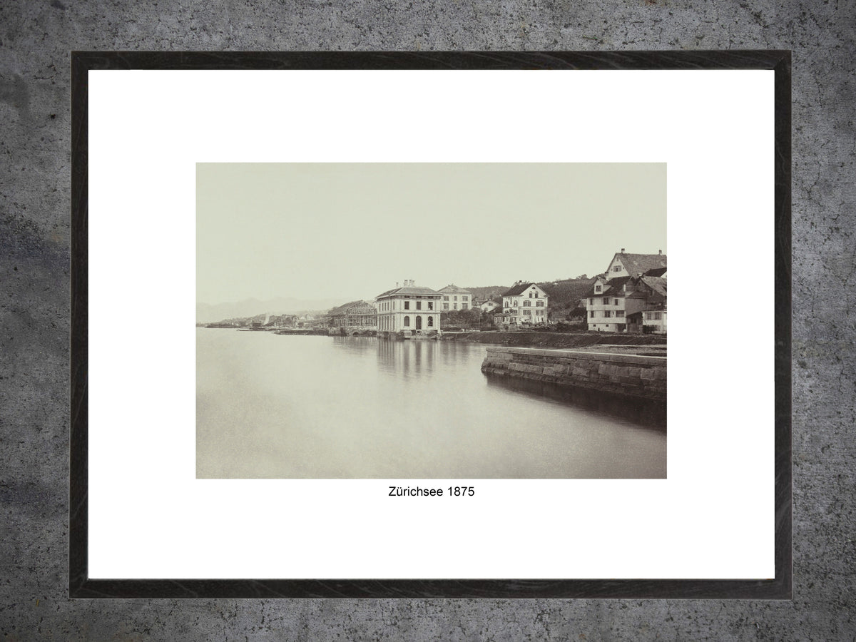 Zürichsee 1875 – Historische Uferansicht – Gerahmter Print